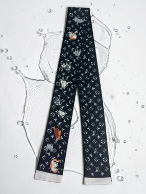 Black Monogram Silk Twilly Scarf